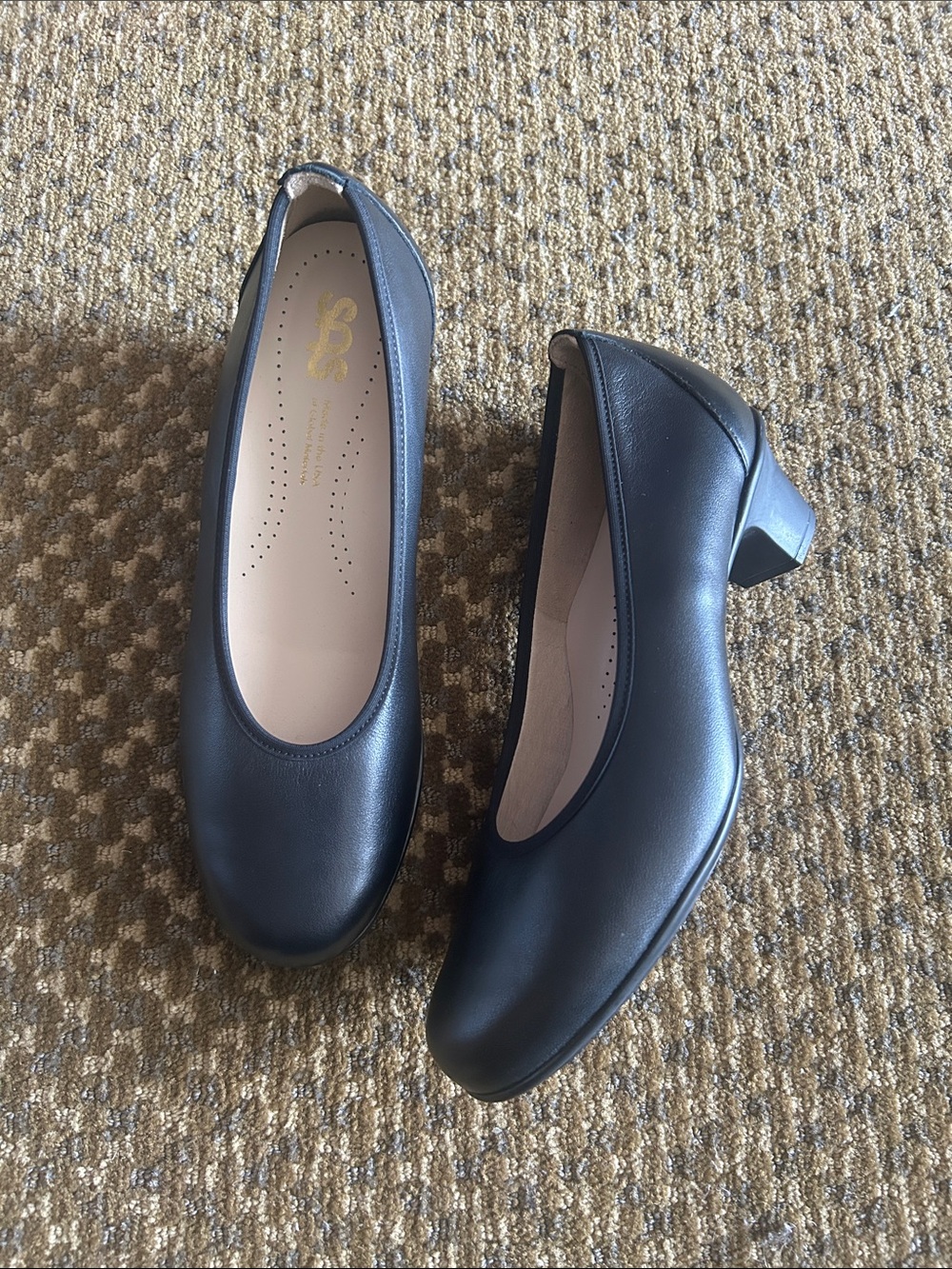 SAS New Classic Black Women's Low Block Heel Pumps